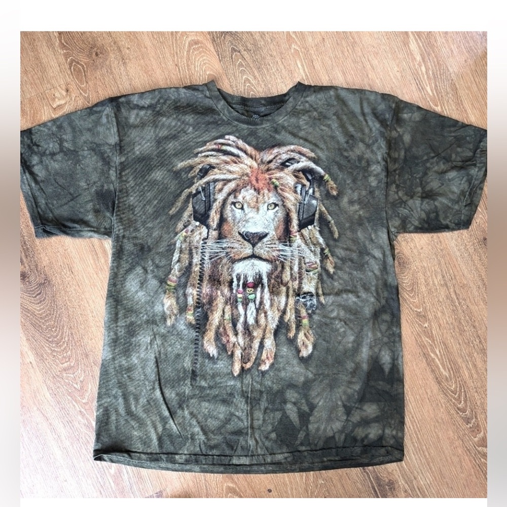 The Mountain Rasta Lion Shirt The Mountain Size XXL Olive Green New